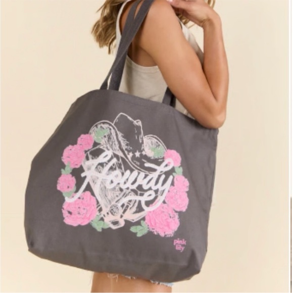 Pink Lily Handbags - Pink Lily western Floral Tote Bag